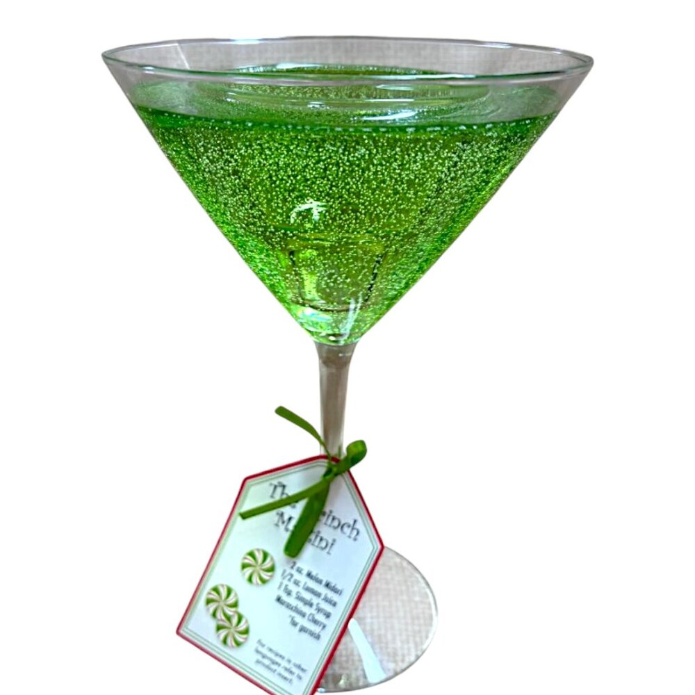 PartyLite Retired Grinch Green Martini Glass Tealight Holder Christmas Bar Décor